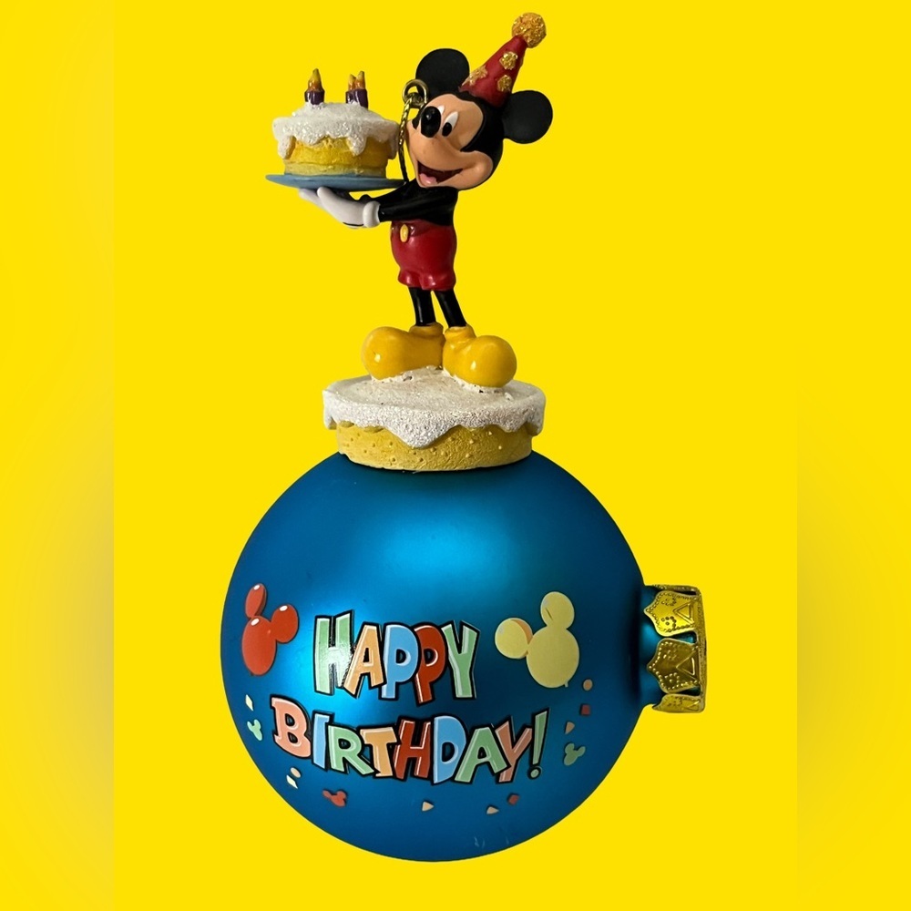 Mickey Mouse Happy Birthday / Christmas Tree Ornament,  Rare Hard to Find